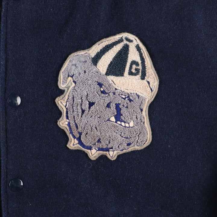 Back patch, leather sleeve wool varsity jacket, award jacket, varsity jacket, made in Canada, men's L /evb002866