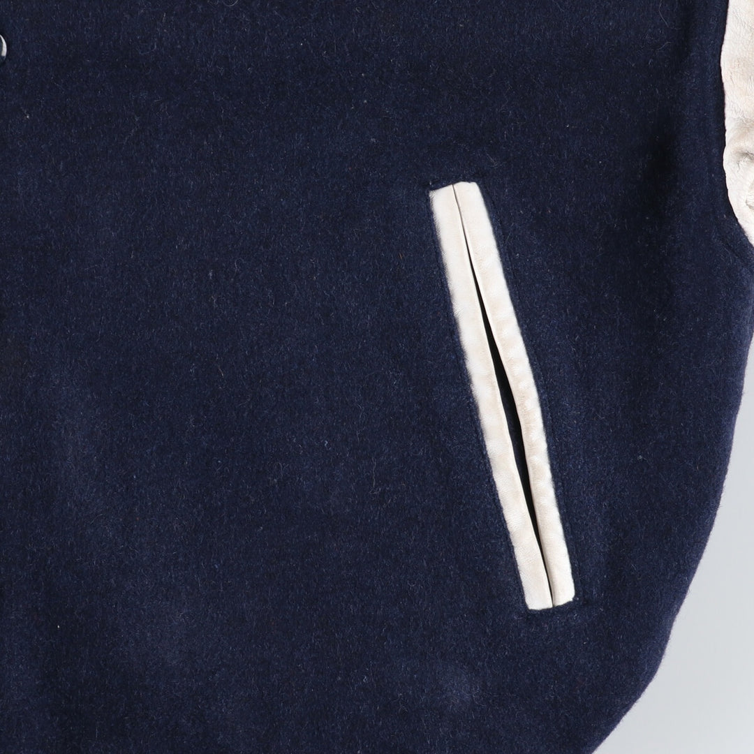 Back patch, leather sleeve wool varsity jacket, award jacket, varsity jacket, made in Canada, men's L /evb002866