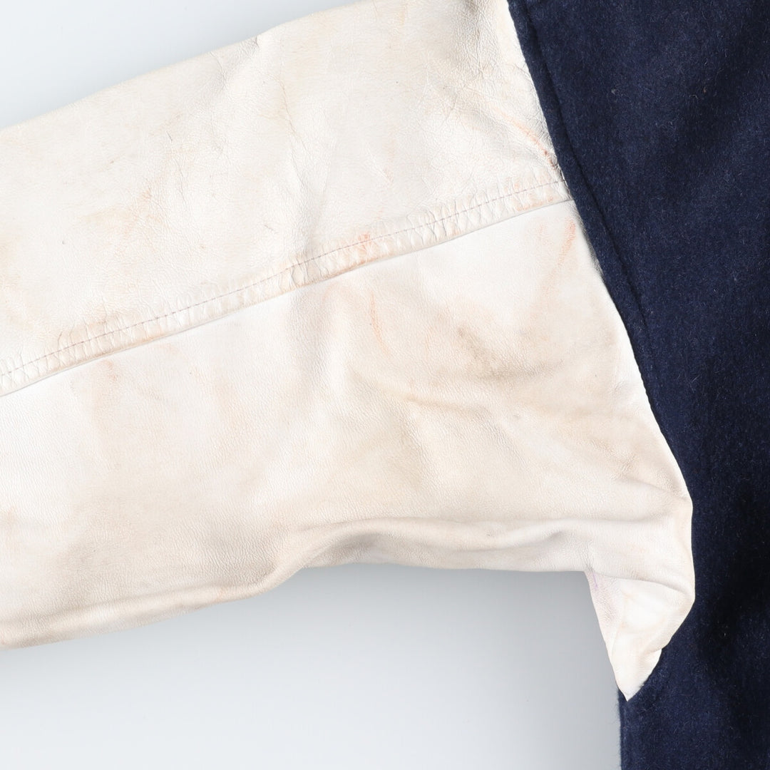 Back patch, leather sleeve wool varsity jacket, award jacket, varsity jacket, made in Canada, men's L /evb002866