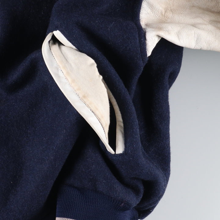 Back patch, leather sleeve wool varsity jacket, award jacket, varsity jacket, made in Canada, men's L /evb002866