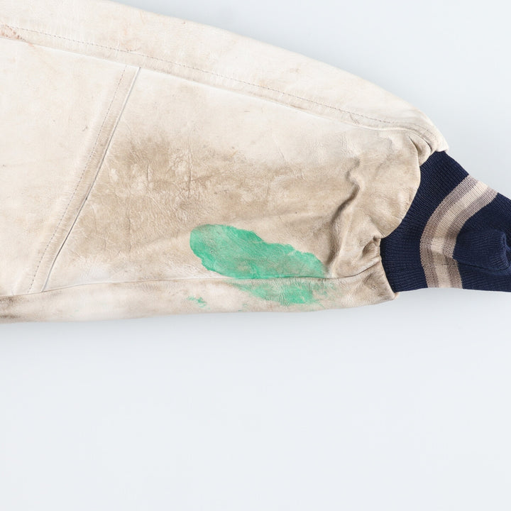 Back patch, leather sleeve wool varsity jacket, award jacket, varsity jacket, made in Canada, men's L /evb002866