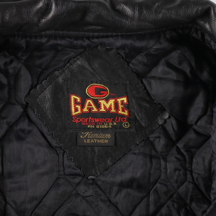 GAME SPORTSWEAR Wool Leather Sleeve Stadium Jacket Award Jacket Varsity Jacket Made in USA Men's L /evb002890