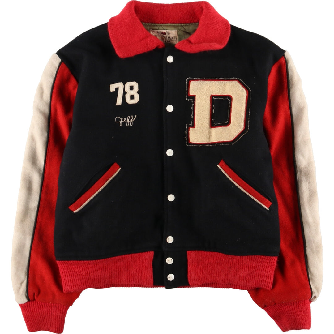 70's THE STANDARD PENMANT CO. Collared wool varsity jacket, award jacket, varsity jacket, men's L /evb002895