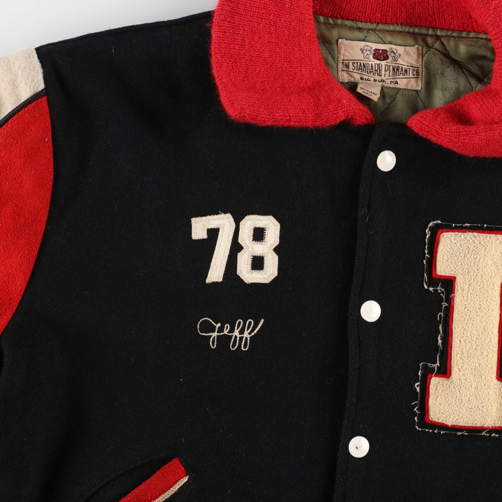 70's THE STANDARD PENMANT CO. Collared wool varsity jacket, award jacket, varsity jacket, men's L /evb002895