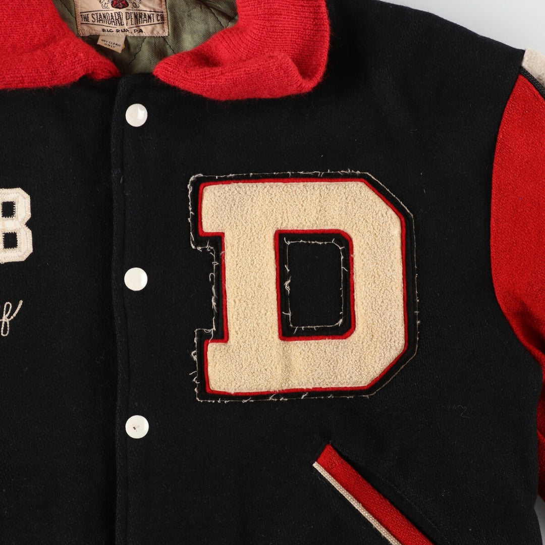 70's THE STANDARD PENMANT CO. Collared wool varsity jacket, award jacket, varsity jacket, men's L /evb002895