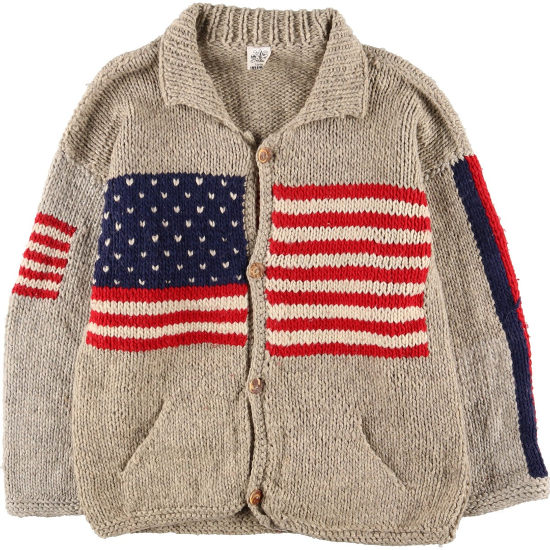 IMBACOCHA Stars and Stripes Ecuadorian Knit Cardigan Made in Ecuador Men's L /evb002939