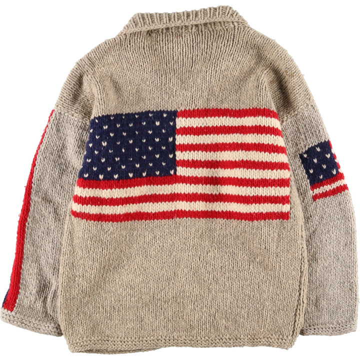 IMBACOCHA Stars and Stripes Ecuadorian Knit Cardigan Made in Ecuador Men's L /evb002939