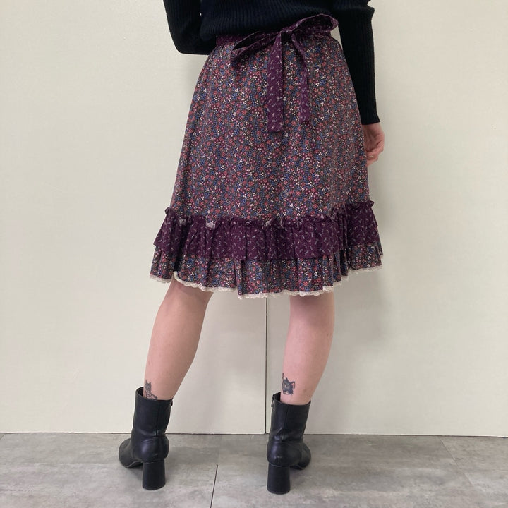 70'S GUNNE SAX Jessica floral print half-length A-line skirt, made in USA, women's M, vintage /evb002956