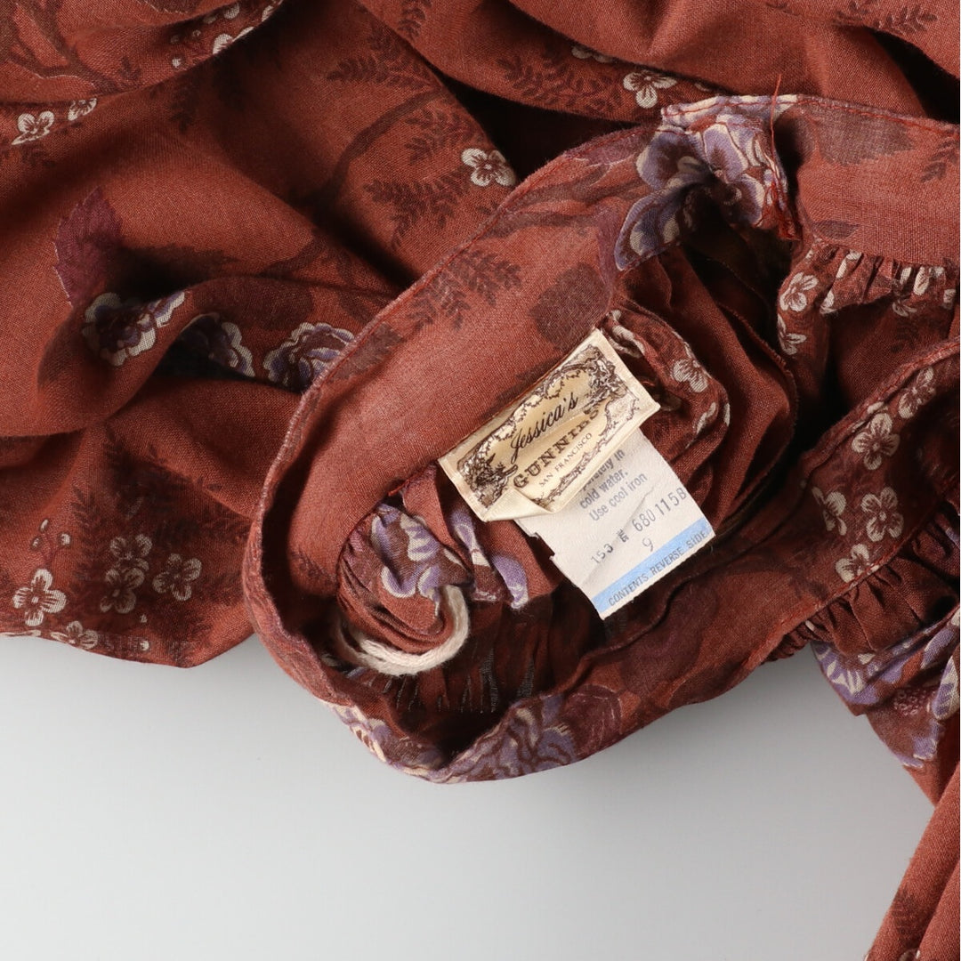 70'S Gunnesacks GUNNIES Jessica's Floral See-Through Long Flare Skirt Women's M Vintage /evb002958