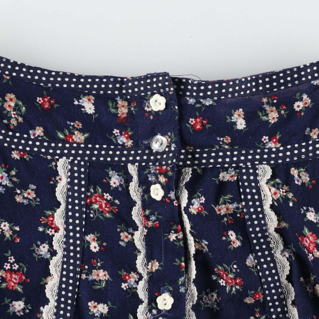 70'S Gunnesacks GUNNIES Jessica's Floral Print Open Front Long Flare Skirt Women's M Vintage /evb002960