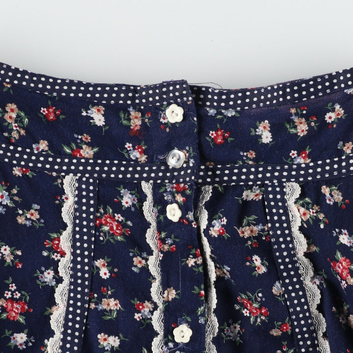 70'S Gunnesacks GUNNIES Jessica's Floral Print Open Front Long Flare Skirt Women's M Vintage /evb002960