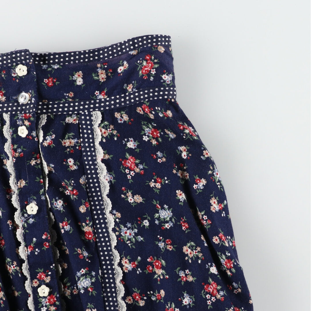 70'S Gunnesacks GUNNIES Jessica's Floral Print Open Front Long Flare Skirt Women's M Vintage /evb002960