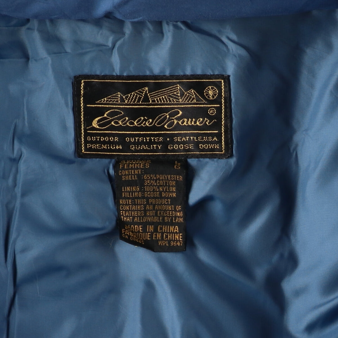 90'S Eddie Bauer Goose Down Coat, Women's, Size L, Vintage polyester Blue type light blue Vintage Second Hand