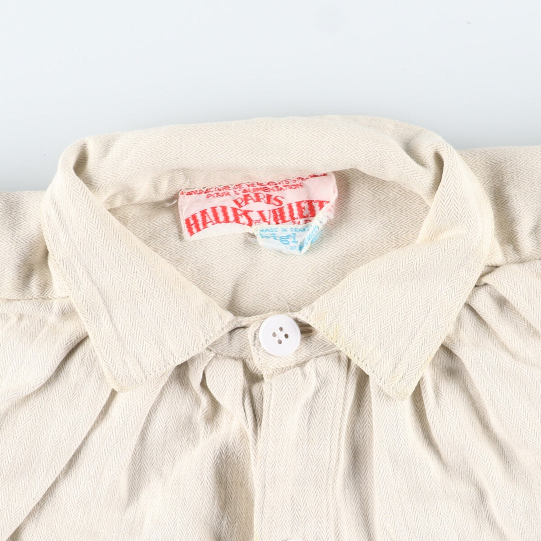 1940'S HALLES VILLETTE Butcher Smock Herringbone Euro Work Jacket Men's L Vintage /evb003144