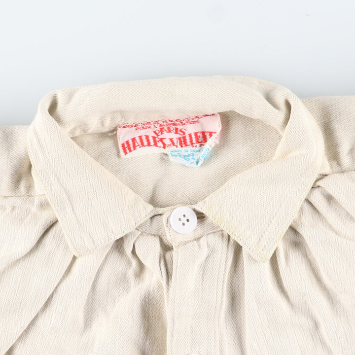 1940'S HALLES VILLETTE Butcher Smock Herringbone Euro Work Jacket Men's L Vintage /evb003144