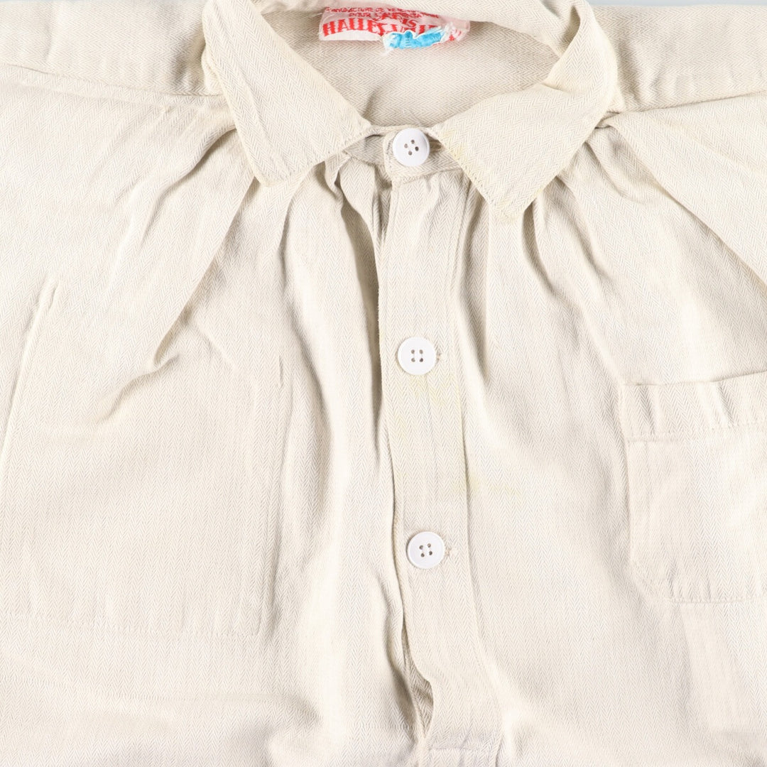 1940'S HALLES VILLETTE Butcher Smock Herringbone Euro Work Jacket Men's L Vintage /evb003144