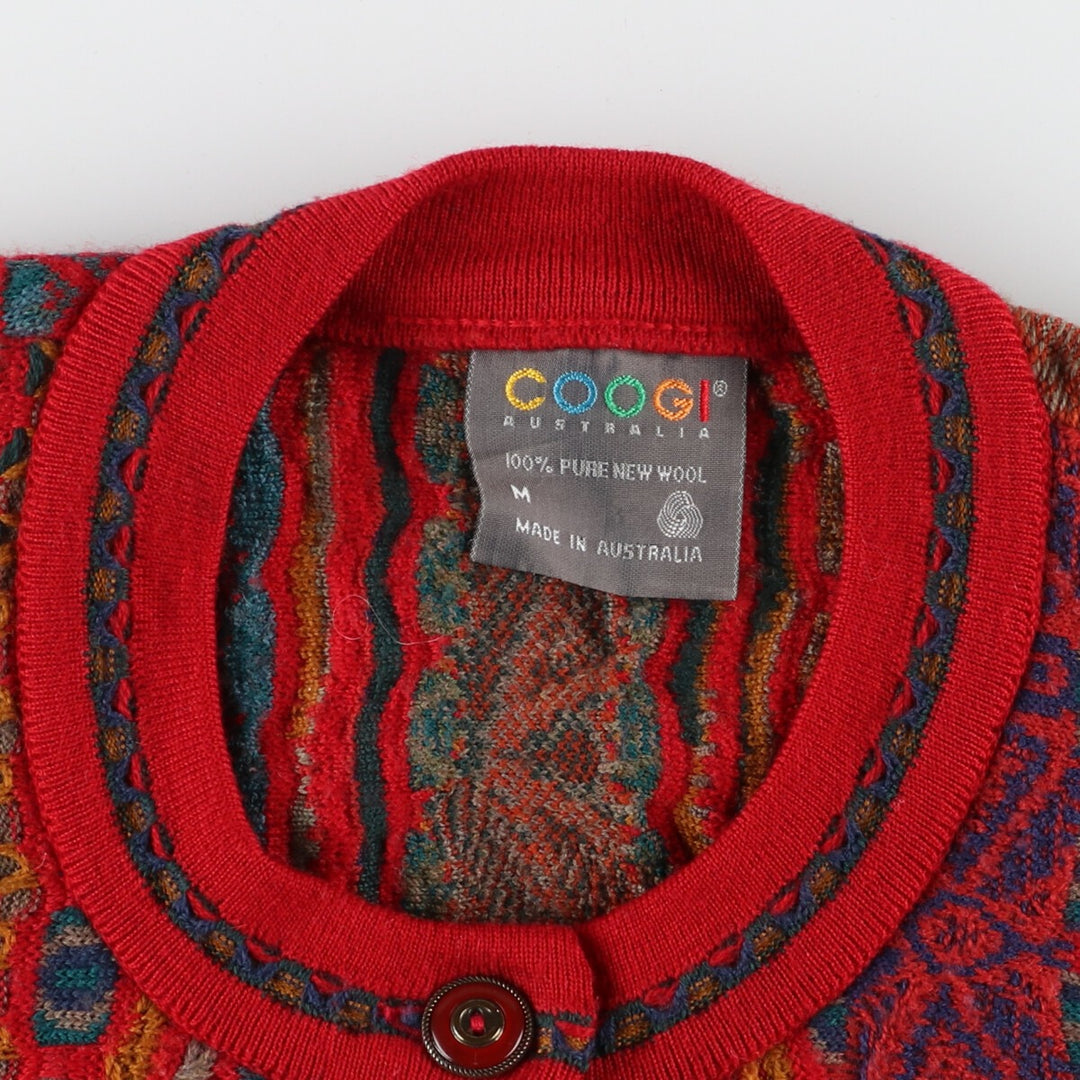 90'S COOGI all-over print 3D knit cardigan, made in Australia, women's M, vintage /evb003221