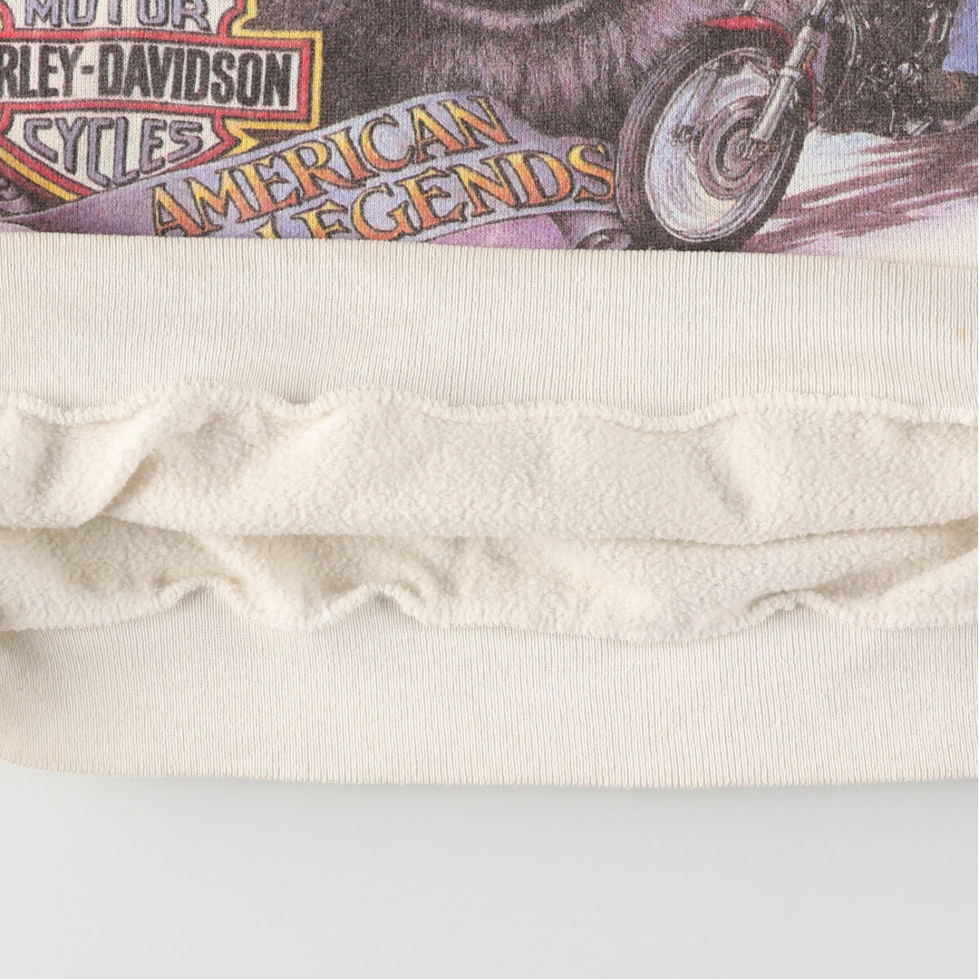 90'S Harley Davidson Sleeve Cut-Off 3D EMBLEM Wolf Pattern Print Sweatshirt Trainer Men's L /evb003283