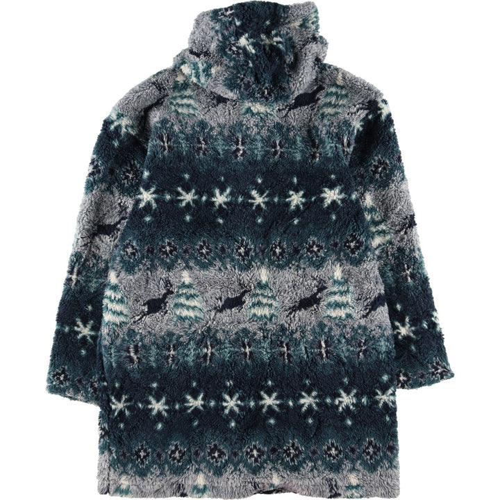 80'S LLBean all-over print fleece hoodie, women's L, vintage /evb003312