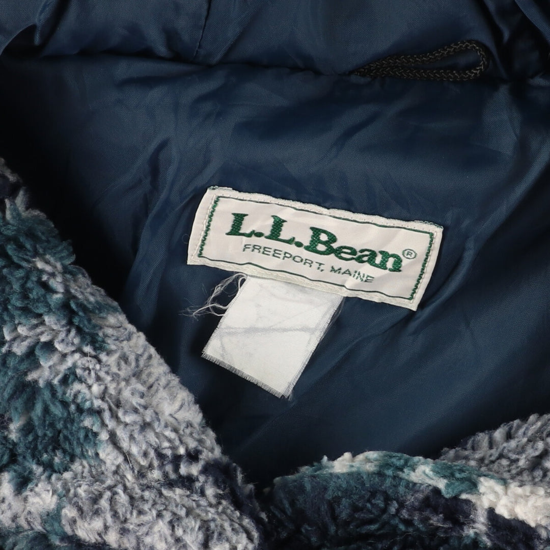 80'S LLBean all-over print fleece hoodie, women's L, vintage /evb003312