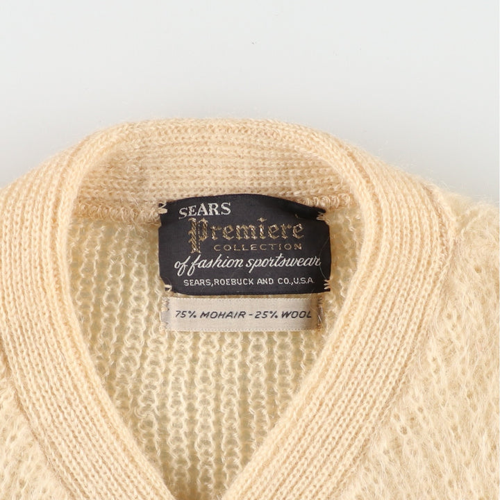 70'S Sears Premier Collection Mohair Knit Cardigan Men's L Vintage /evb003314