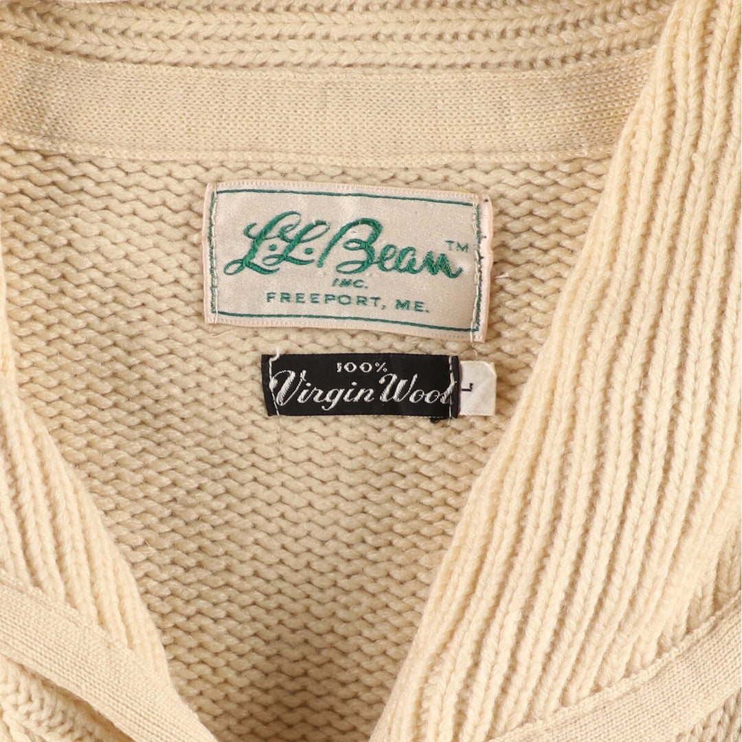 60'S LLBean Cursive Tag Shawl Collar Wool Knit Cardigan Men's L Vintage /evb003335