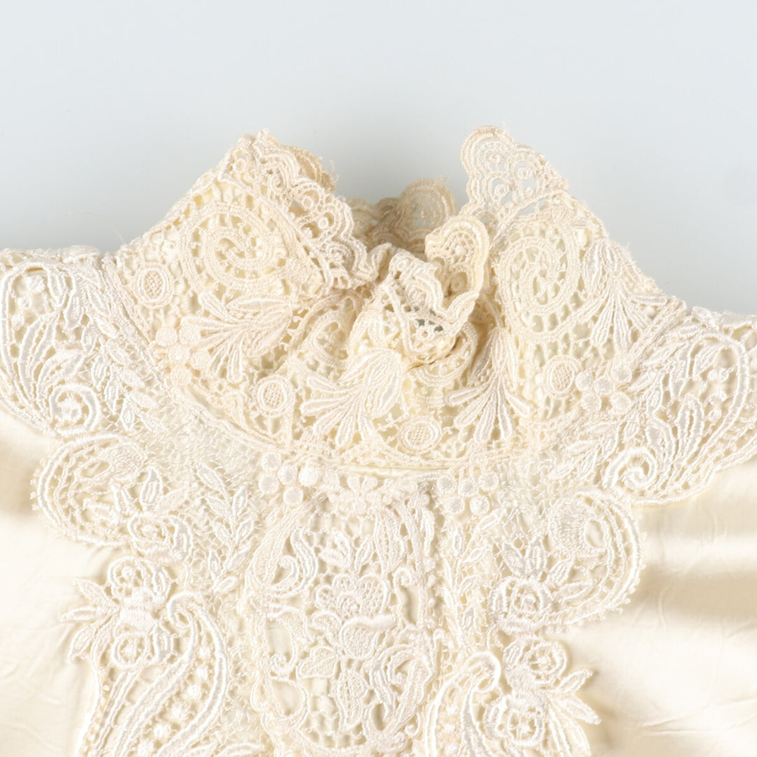 70'S JESSICA McCLINTOCK Wedding All-Lace Long Sleeve Mermaid Dress Made in USA Women's L Vintage /evb003343