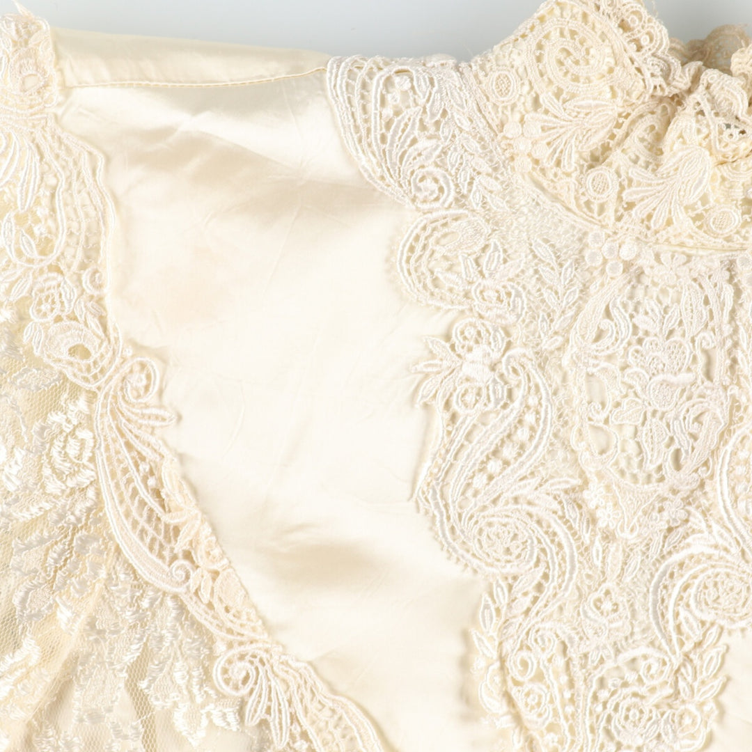 70'S JESSICA McCLINTOCK Wedding All-Lace Long Sleeve Mermaid Dress Made in USA Women's L Vintage /evb003343