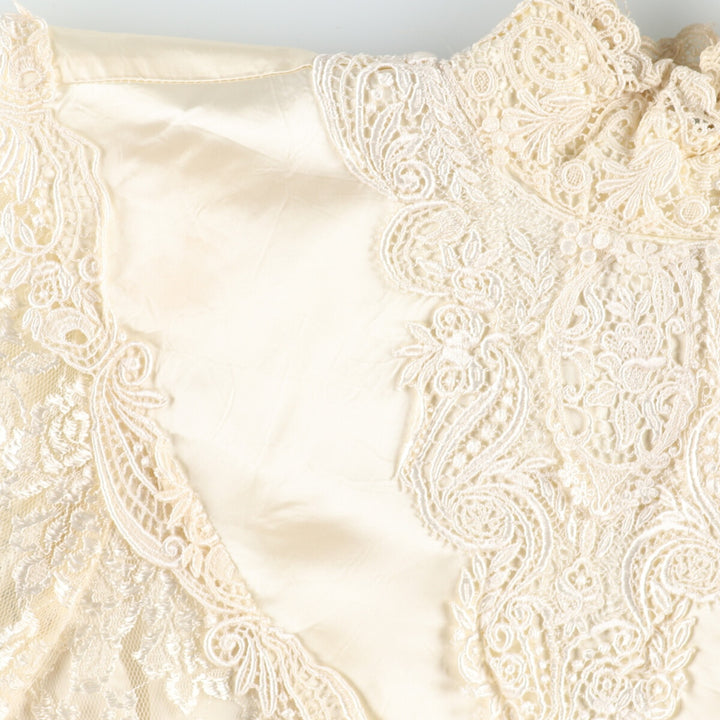 70'S JESSICA McCLINTOCK Wedding All-Lace Long Sleeve Mermaid Dress Made in USA Women's L Vintage /evb003343