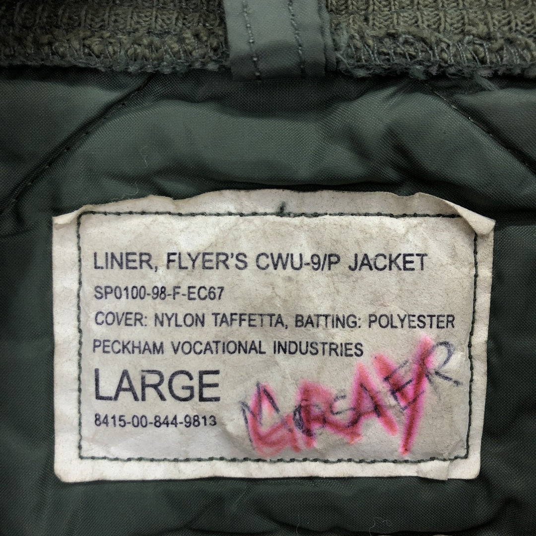 1998 delivery, genuine US military item, USAIR FORCE CWU-9/P military liner jacket, made in USA, men's L, vintage /evb003420