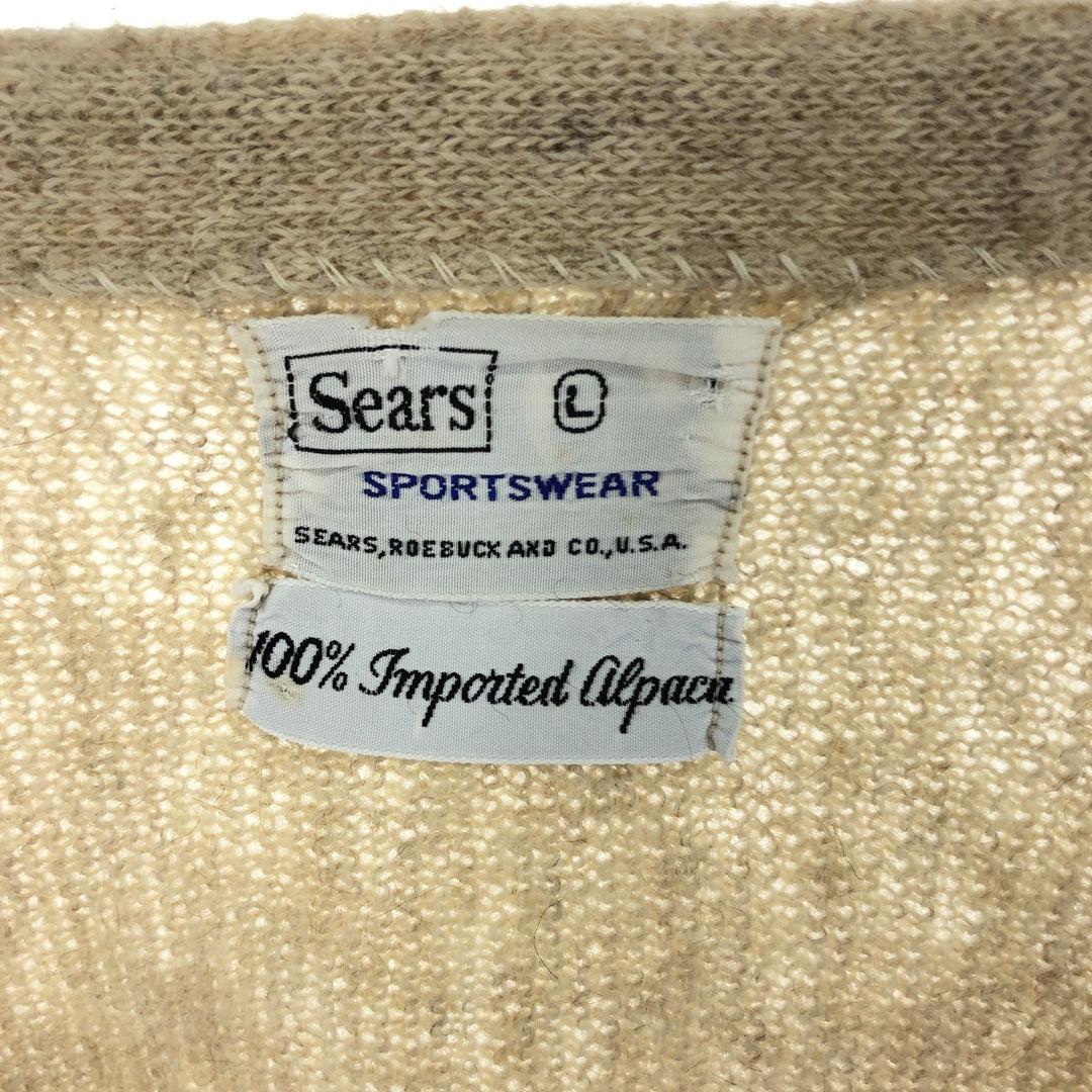 60'S Sears SPORTSWEAR Alpaca Knit Cardigan Made in USA Men's L Vintage /evb003484