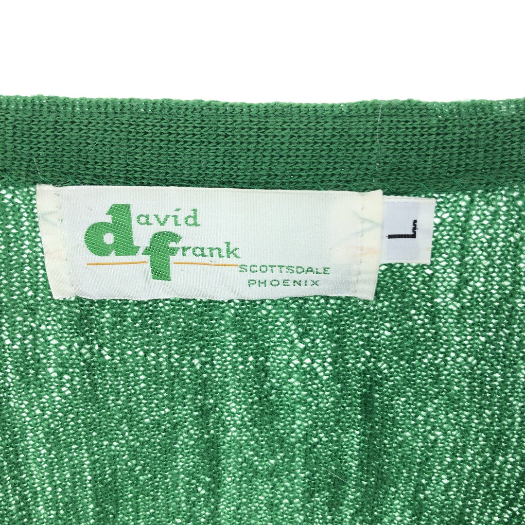 60s-70'S DAVID FRANK knit cardigan, men's L, vintage /evb003485