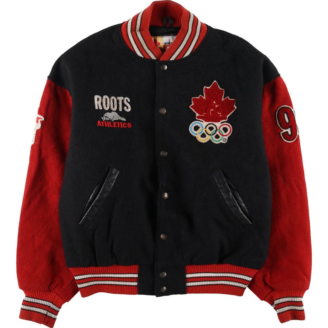 90'S ROOTS NAGANO OLYMPIC 1998 Canadian national team wool varsity jacket made in Canada men's size M /evb003510