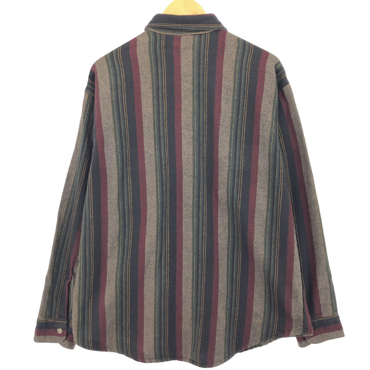 80'S PNENTISS Stripe Pattern Long Sleeve Heavy Flannel Shirt Made in USA Men's XL Vintage /evb003787