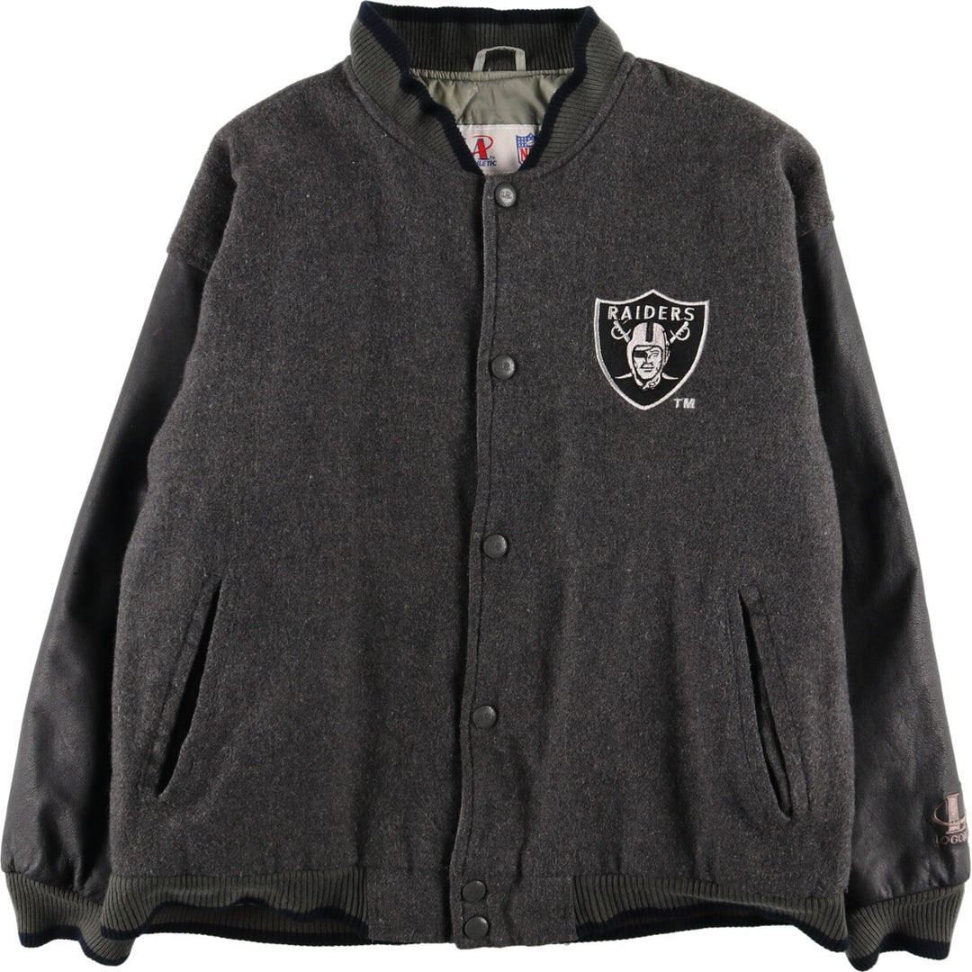 90'S LOGO ATHLETIC NFL Los Angeles Raiders Wool Stadium Jacket Award Jacket Varsity Jacket Men's L /evb004106