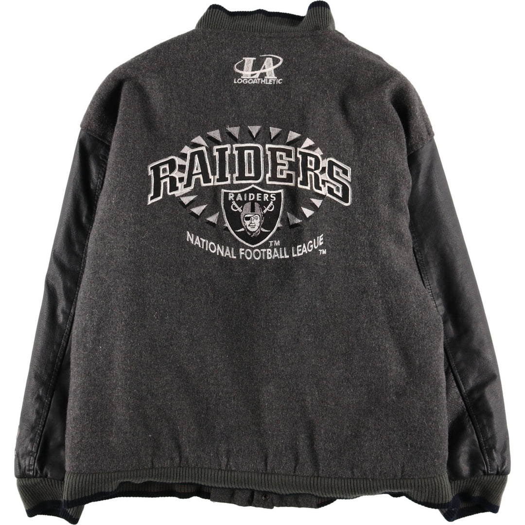 90'S LOGO ATHLETIC NFL Los Angeles Raiders Wool Stadium Jacket Award Jacket Varsity Jacket Men's L /evb004106