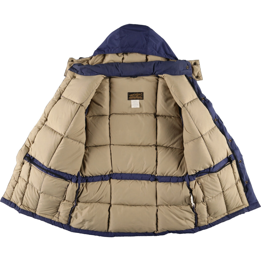 80'S Eddie Bauer Black Tag Karakoram Goose Down Parka Made in USA Men's L Size Vintage polyester navy blue type Vintage Second Hand