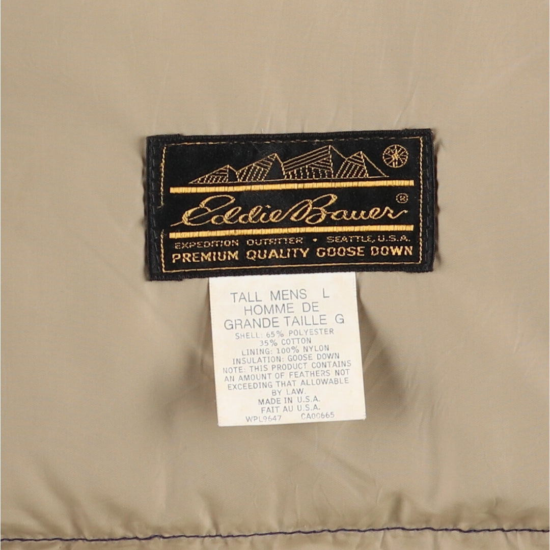 80'S Eddie Bauer Black Tag Karakoram Goose Down Parka Made in USA Men's L Size Vintage polyester navy blue type Vintage Second Hand