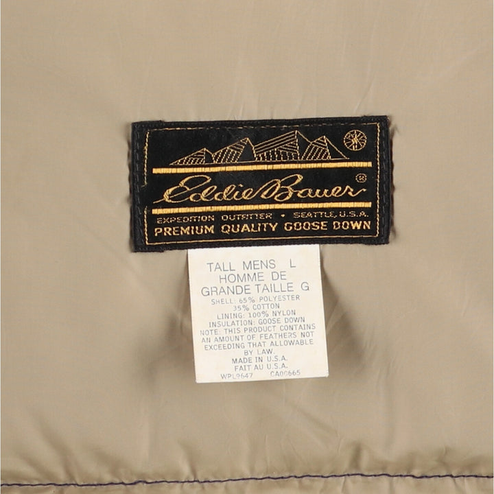 80'S Eddie Bauer Black Tag Karakoram Goose Down Parka Made in USA Men's L Size Vintage polyester navy blue type Vintage Second Hand