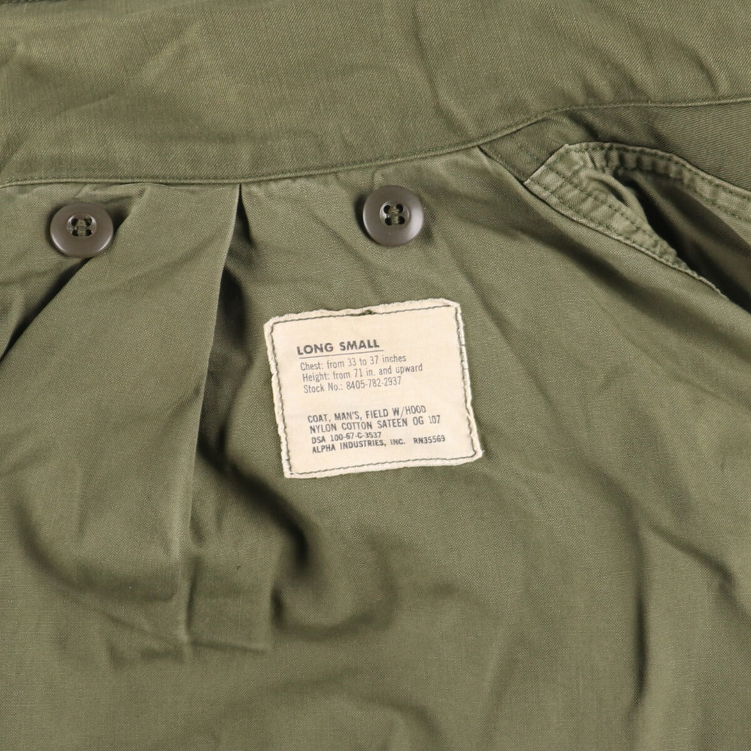 60'S US Military Genuine Alpha M-65 2nd Military Field Jacket Made in USA LONG SMALL Men's S Vintage /evb004199