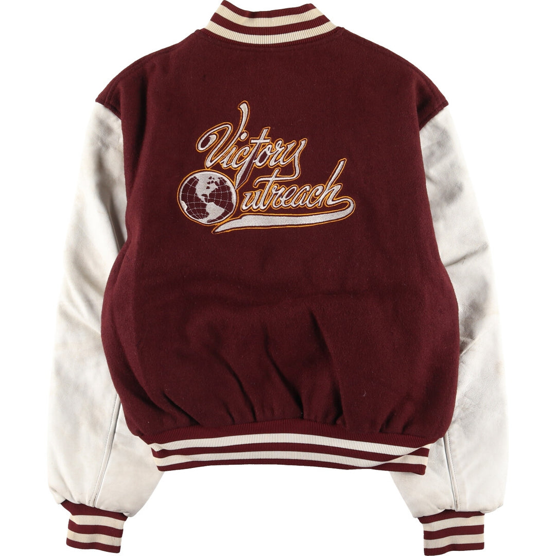 90'S GAME Sportswear Leather Sleeve Wool Varsity Jacket Award Jacket Varsity Jacket Made in USA Men's XL Vintage /evb004204