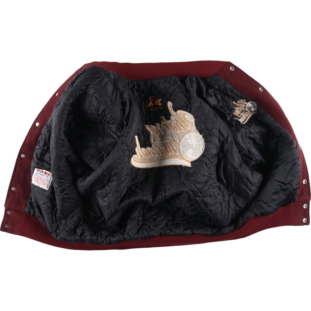 90'S GAME Sportswear Leather Sleeve Wool Varsity Jacket Award Jacket Varsity Jacket Made in USA Men's XL Vintage /evb004204