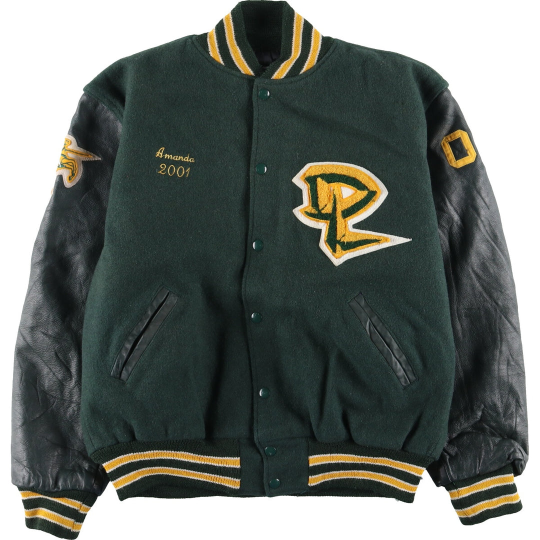 90'S NEFF Leather Sleeve Wool Varsity Jacket Award Jacket Varsity Jacket Made in USA Men's L /evb004207