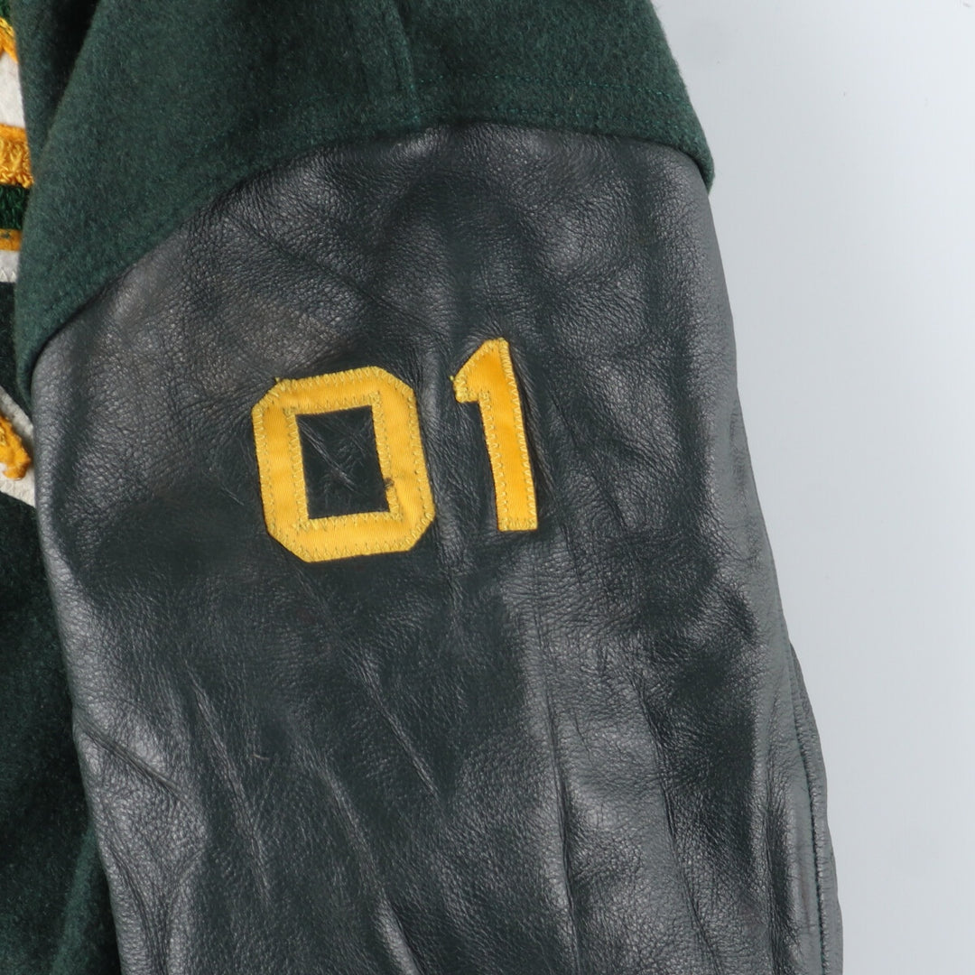 90'S NEFF Leather Sleeve Wool Varsity Jacket Award Jacket Varsity Jacket Made in USA Men's L /evb004207