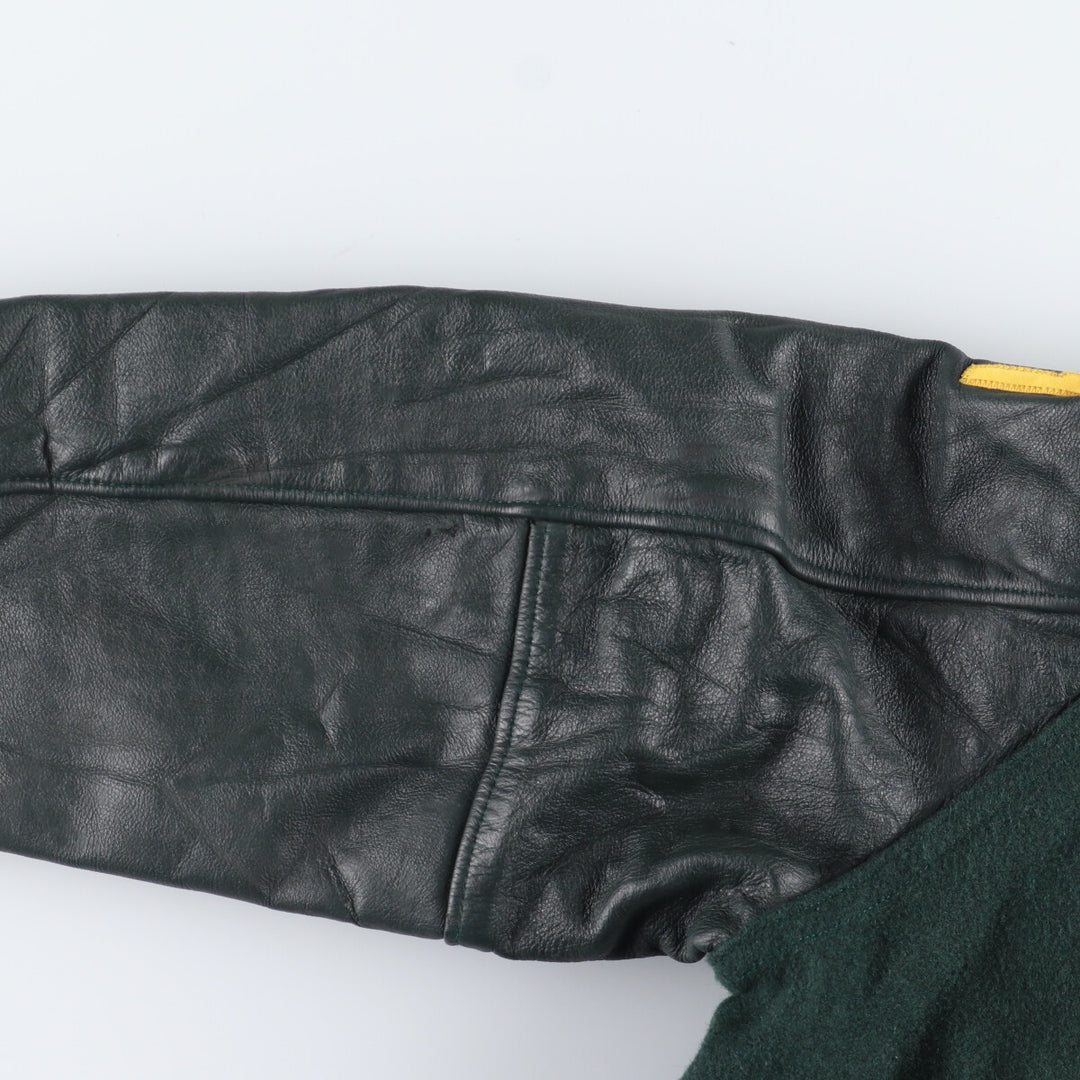 90'S NEFF Leather Sleeve Wool Varsity Jacket Award Jacket Varsity Jacket Made in USA Men's L /evb004207