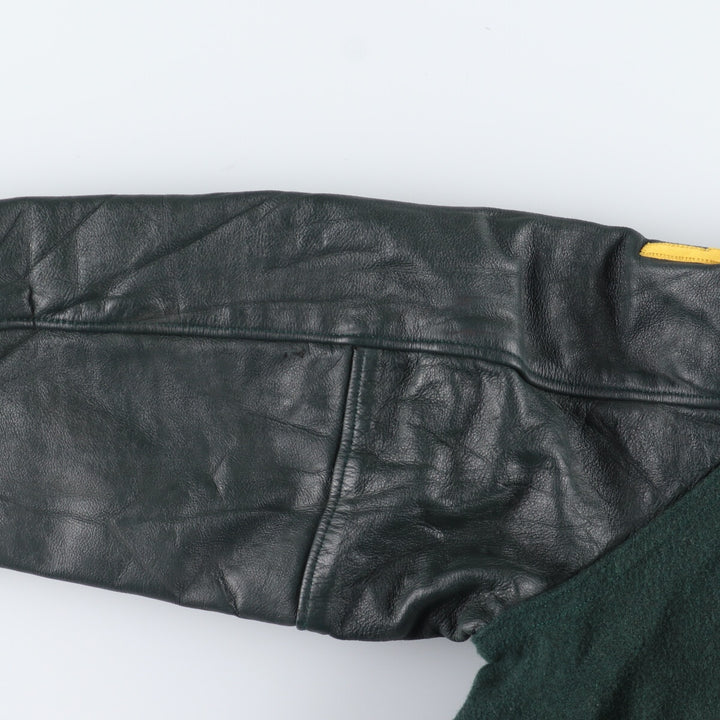 90'S NEFF Leather Sleeve Wool Varsity Jacket Award Jacket Varsity Jacket Made in USA Men's L /evb004207