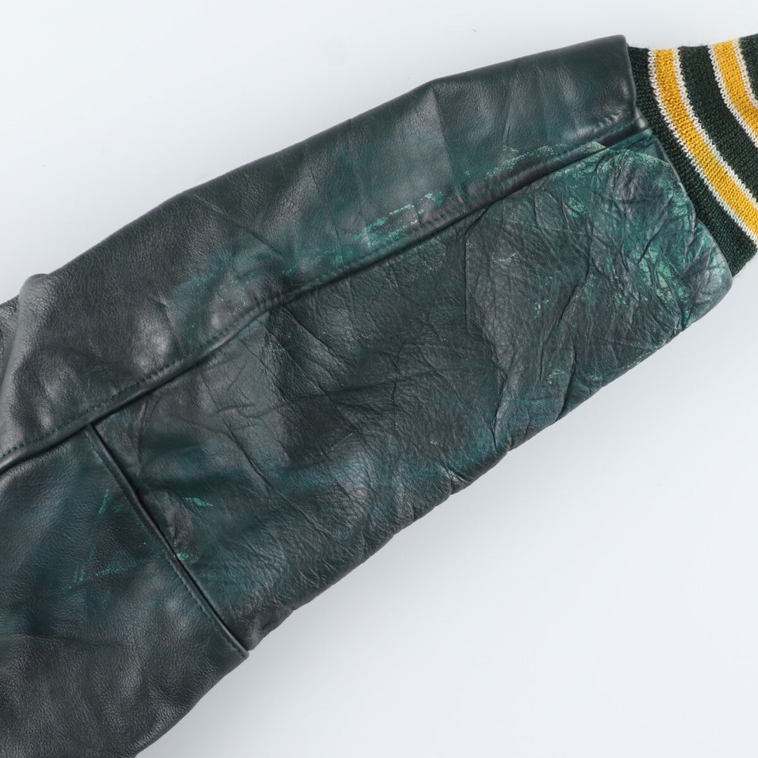 90'S NEFF Leather Sleeve Wool Varsity Jacket Award Jacket Varsity Jacket Made in USA Men's L /evb004207