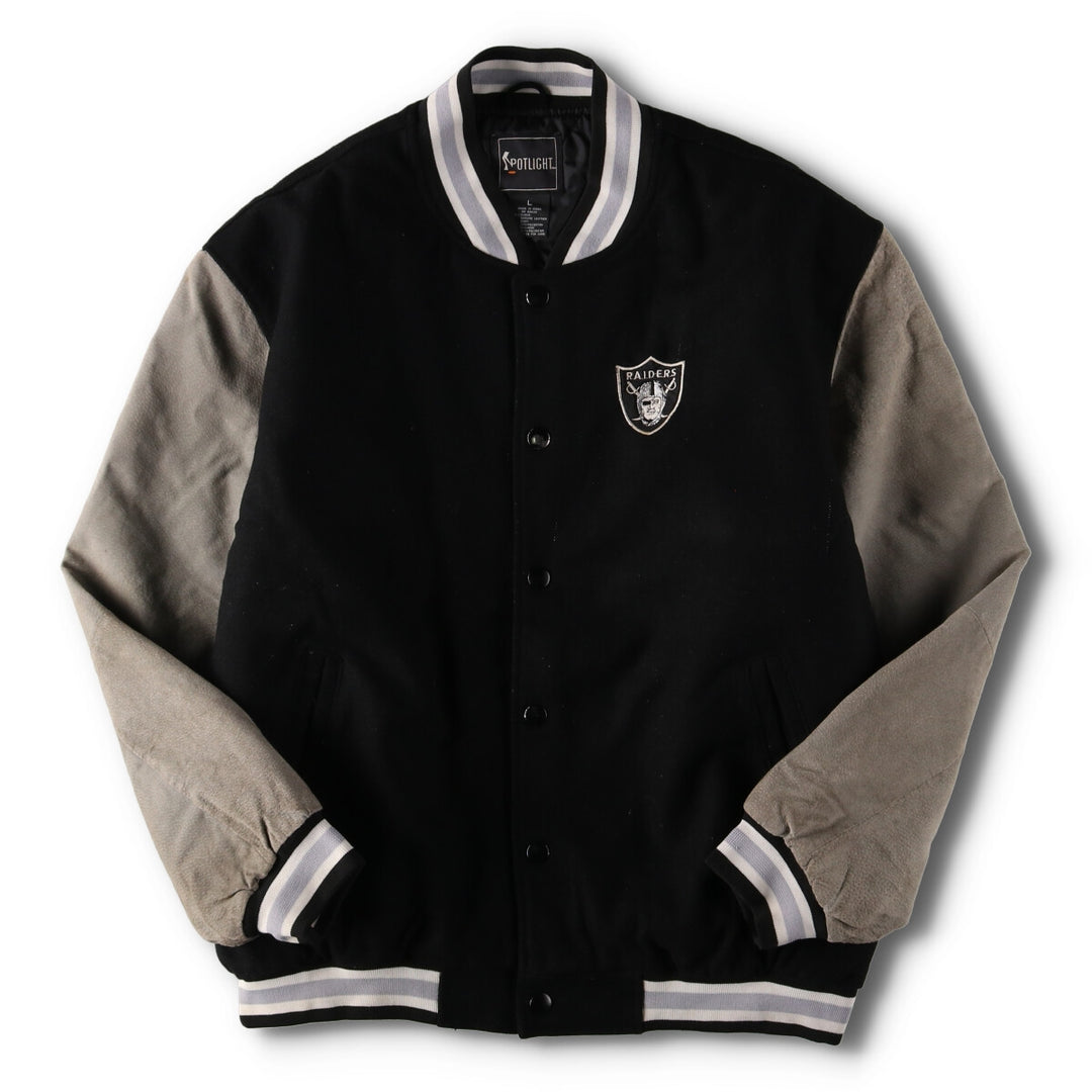 SPOTLIGHT NFL Las Vegas Raiders Sleeve Leather Wool Stadium Jacket Award Jacket Varsity Jacket Men's L /evb004209