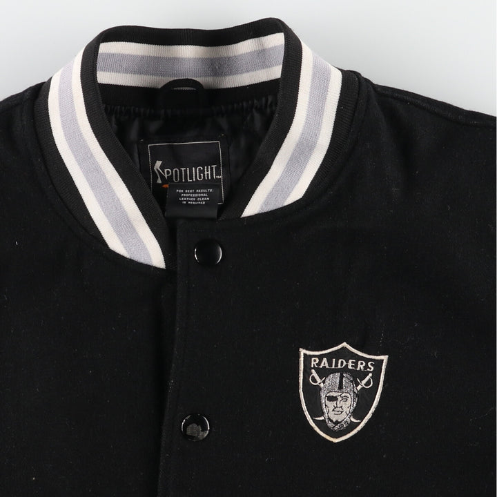 SPOTLIGHT NFL Las Vegas Raiders Sleeve Leather Wool Stadium Jacket Award Jacket Varsity Jacket Men's L /evb004209