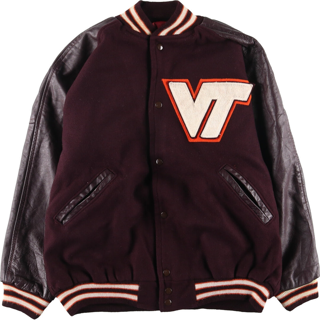 90'S MAVERICK Jackets Inc. Leather Sleeve Wool Stadium Jacket Award Jacket Varsity Jacket Men's L Vintage /evb004233